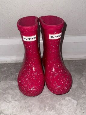 Hunter Kids Hot Pink Glitter Rain Boots 5c